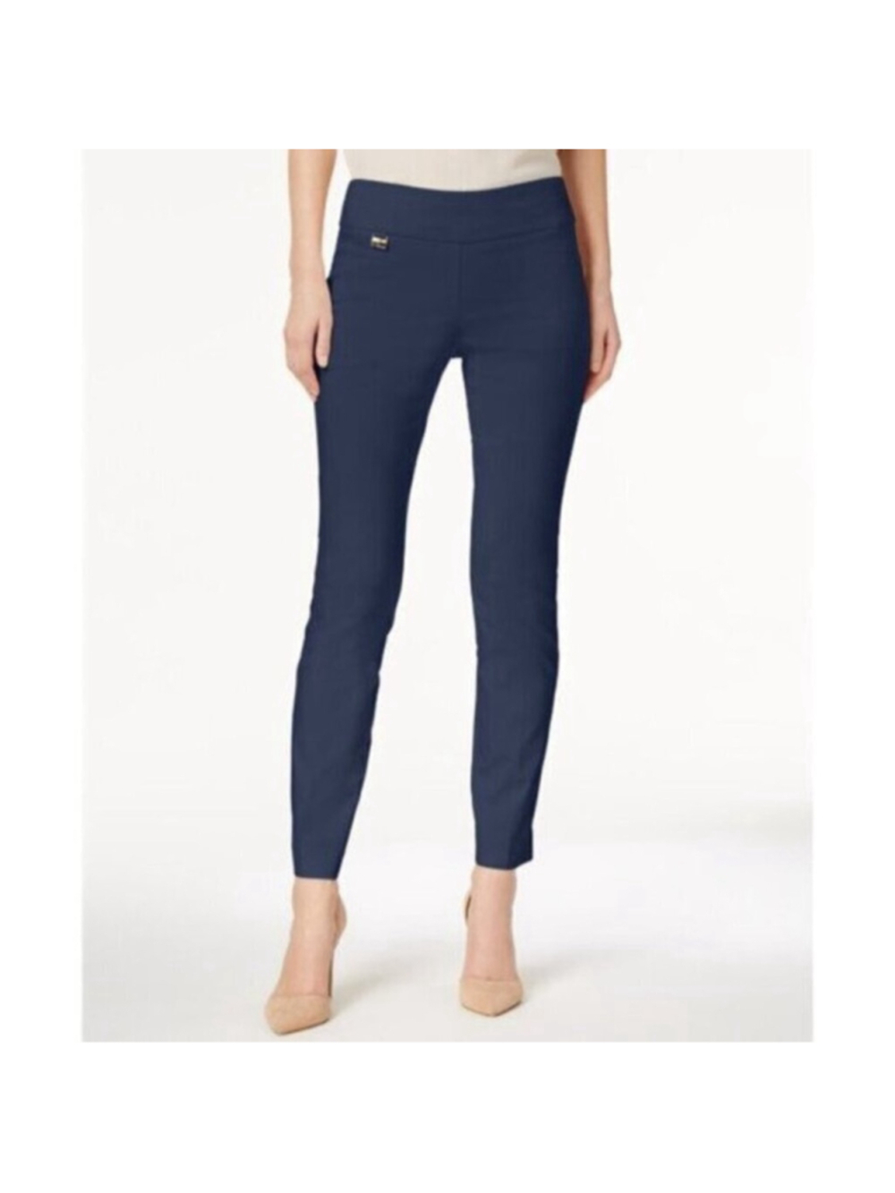 Alfani 6 Petite Navy Blue Tummy-Control Pull-On Skinny Dress Pants NWT